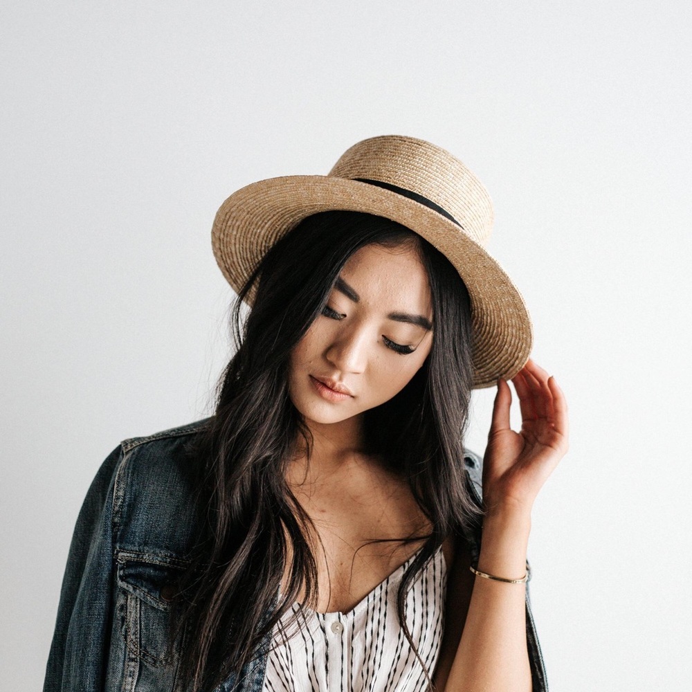 GIGI PIP Faye Short Straw Boater - Natural M/L